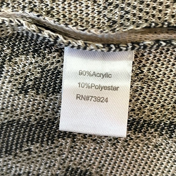 Ming Wang Knit Jacket with Notch Collar in Black Tan Cream Animal Print Size M - Picture 10 of 11